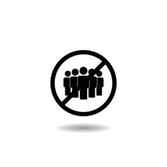 Group of people in prohibition sign with shadow