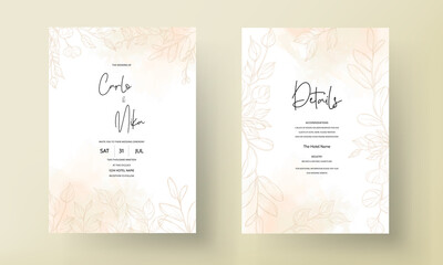 Naklejka na ściany i meble Gold leaf wedding invitation card template design