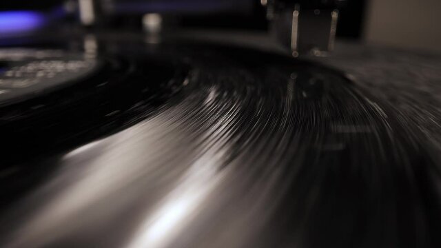 A nostalic vinyl record in close-up - macro view