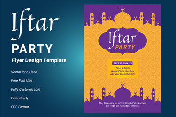 Ifter Party invitation flyer design. Ramadan flyer for ifter party and seminar. Iftar party celebration poster, banner, ramadan flyer, ifter party 2021