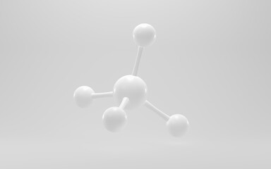 Simplicity chemical molecule with white background, 3d rendering.