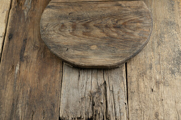 Wooden tray on a wooden background. Boards. Light brown board