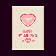 Happy Valentines Day card, typography, background with hearts