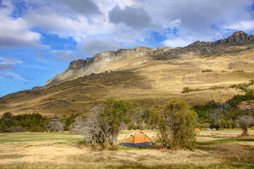 Obraz premium Westwinds campsite in beautiful Patagonia National Park, Aysen, Patagonia, Chile