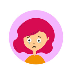 female expression. Vector illustration. Emoji with crying facial expression