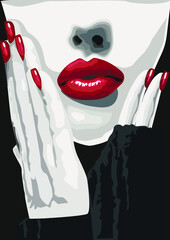 GIRL AND RED LIPSTICK
