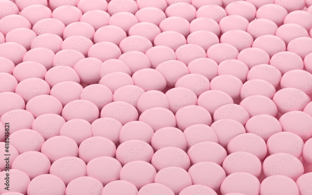 Poster a large number of soft balls, geometry background, 3d rendering.