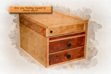 Watercolor Box with Draws and Banner