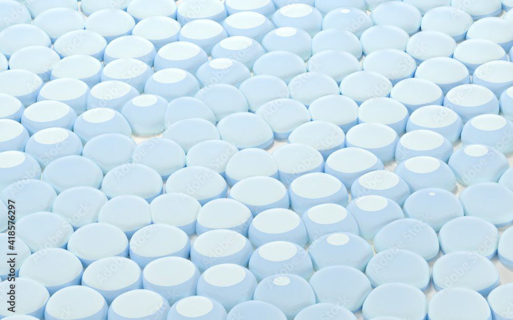 Poster a large number of soft balls, geometry background, 3d rendering.