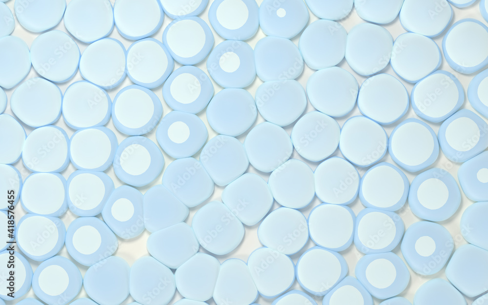 Poster a large number of soft balls, geometry background, 3d rendering.