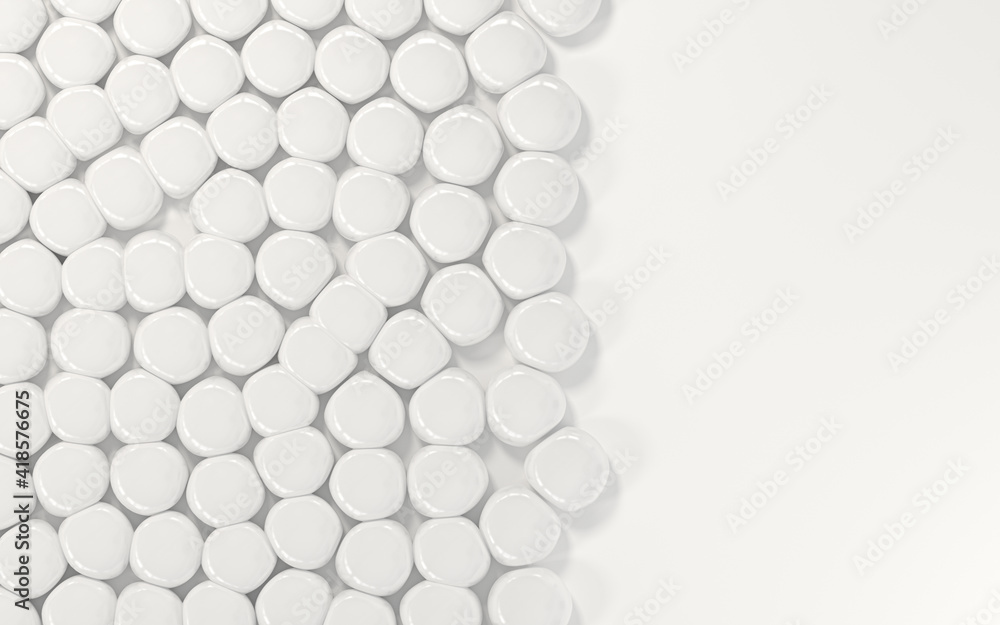 Poster a large number of soft balls, geometry background, 3d rendering.