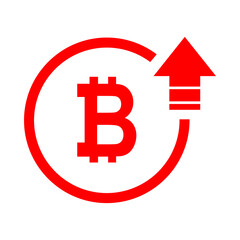 Bitcoin high symbol, cost increase icon. Growth profit bussiness sign vector illustration