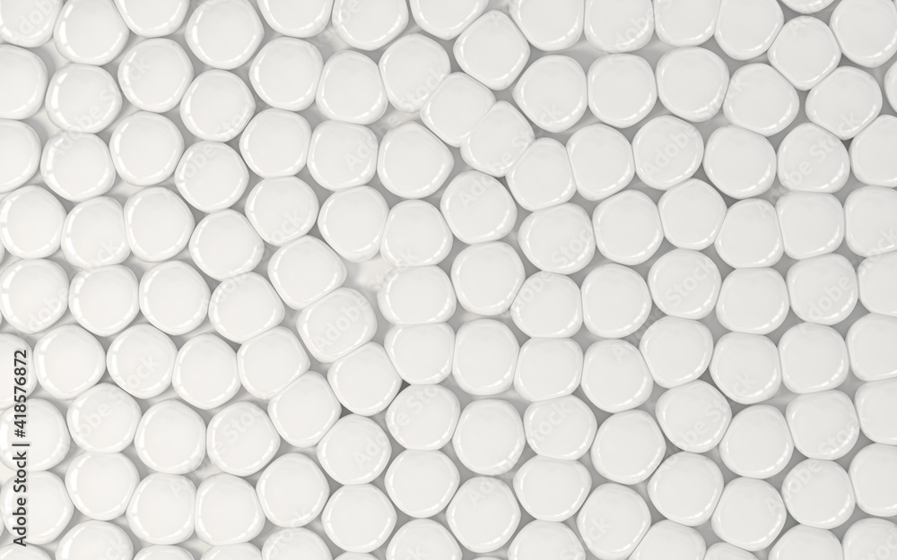 Poster a large number of soft balls, geometry background, 3d rendering.