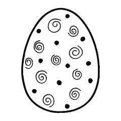 Hand drawn easter eggs with decoration. Doodle vector illustration in cute zenart style. Element for greeting cards, posters, stickers and seasonal design. Isolated on white and black background