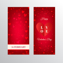 Valentines Day banners with hearts and bokeh lights