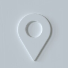 White pinpoint symbol with 3d effect. White geo pin as logo on white background. 3d illustration 