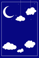 background for text, night sky with the moon and clouds 