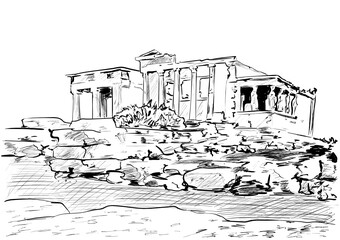 a sketch ancient greek temple