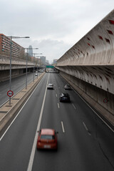 Photographs of the Ronda Litoral de Barcelona with cars passing