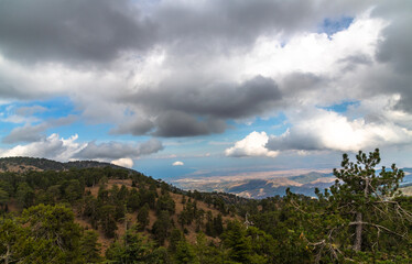 Mount Olympus, highest peak of the island of Cyprus. Troodos mountains