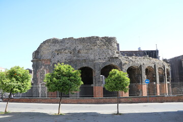 Odeon roman amphitheater in Catania, Italy Sicily