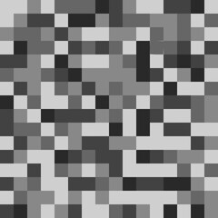 Black White Gray Pattern.  8Bit Pixels Pattern. Vector Pixel Colorless Pattern.
