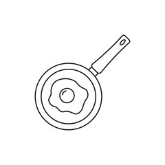 Fried egg in a frying pan icon. Vector. Line style.