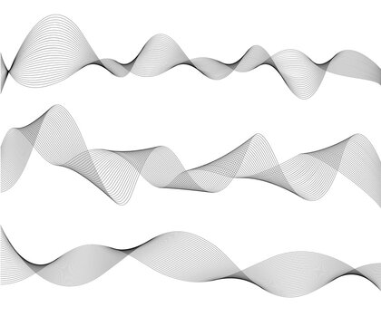Design elements. Wave of many gray lines. Abstract wavy stripes on white background isolated. Creative line art. Vector illustration EPS 10. Colourful shiny waves with lines created using Blend Tool © Yuriy Bogdanov