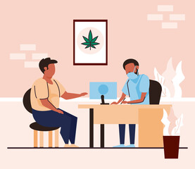 Weed medicine, alternative hemp and CBD oil doctor new lifestyle