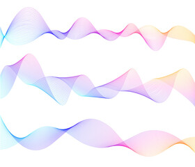 Design elements. Wave of many gray lines. Abstract wavy stripes on white background isolated. Creative line art. Vector illustration EPS 10. Colourful shiny waves with lines created using Blend Tool