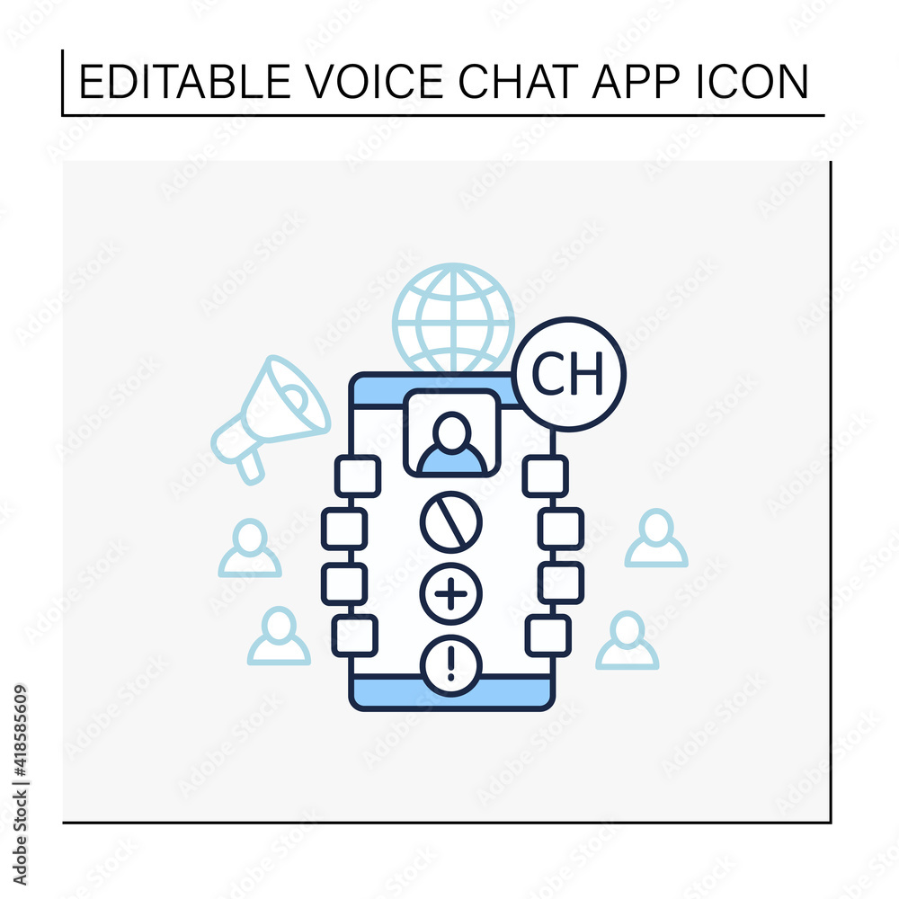 Poster chat moderator line icon. main person in application. administrator. communication concept. isolated