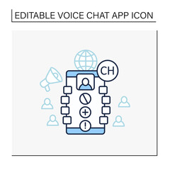 Chat moderator line icon. Main person in application. Administrator. Communication concept. Isolated vector illustration. Editable stroke