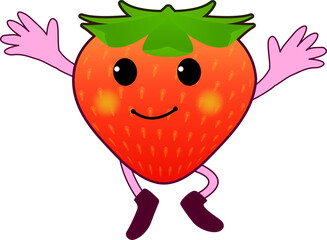 万歳するかわいいいちごのキャラクター