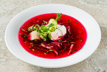 beetroot soup with micro greens