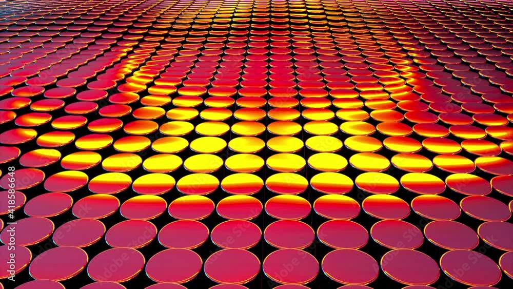 Poster computer generated iridescent round cylinders. 3d rendering of abstract backdrop