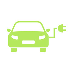 Electric car icon. ECO green vehicle symbol. Auto vector illustration isolated on white background.