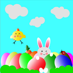 Happy Easter.  The image can be used as a design element,  pattern, as a label for packaging, in the textile industry, in the interior. With the ability to change the background color.