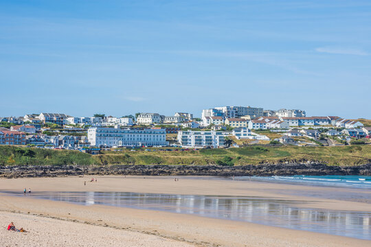 Beach of Marazion, an ancient market town in Cornwall, England.
Marazion beach is about a mile long, starting in front of the town and curving round to the Station House pub/restaurant. The bay contin