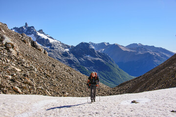 Naklejka premium Trekking in the beautiful Cerro Castillo Reserve, Aysen, Patagonia, Chile