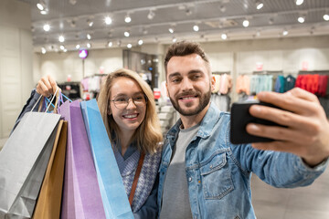 Selfie portrait of shoppers