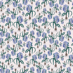Fototapeta premium Seamless botanical light pattern with gray flowers 