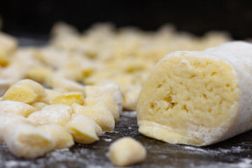 raw gnocchi, raw pasta to make gnocchi, homemade gnocchi with flour