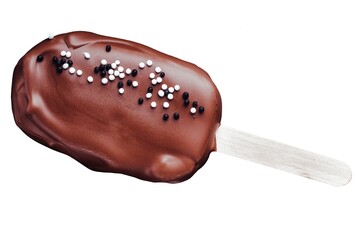 Chocolate popsicle. Ice cream isolated on white background.