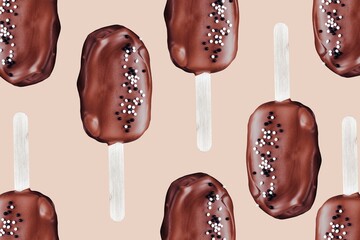 Chocolate popsicle. Sweet ice cream.
