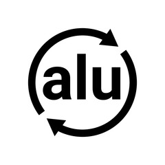 Aluminium recycling code icon. Alu logo sign vector symbol - obrazy, fototapety, plakaty