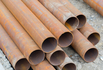 large diameter rusty steel pipe