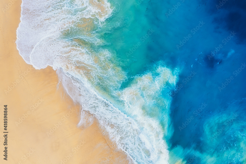 Canvas Prints travel and vacation image. coast as a background from top view. blue water background from air. summ
