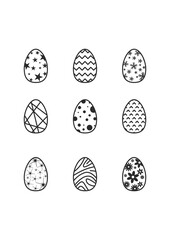 Set of easter eggs icons with different patterns
