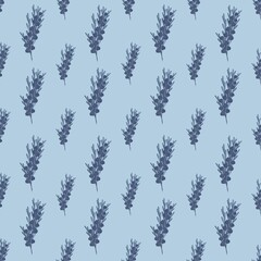 Seamless abstract floral pattern with blue flowers on a light blue background 