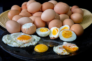 Eggs at various stages of maturation, food rich in healthy protein